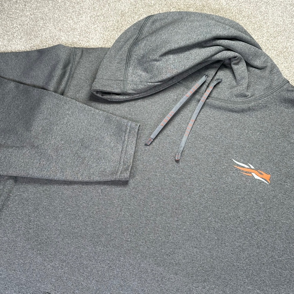Sitka Gear Mens XXL Hoodie Gray Graphic Logo Pullover Thumbhole Performance Tech
